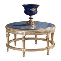 Round coffee table with Azul marble top and luxury gold leaf by Modenese