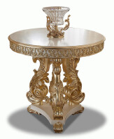 Total gold baroque round central table Made in Italy by Modenese Interiors