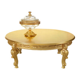 Total gold baroque round coffee table handcrafted by Modenese Interiors