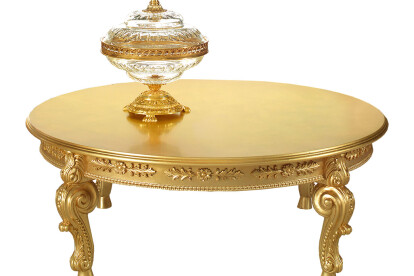 Total gold baroque round coffee table handcrafted by Modenese Interiors