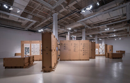 LUO Studio curates an exhibition space using corrugated cardboard