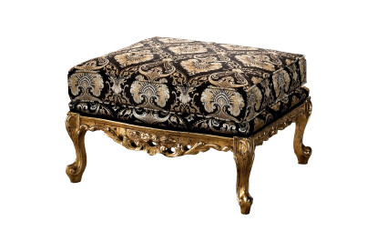 Modenese Luxury pouf in dark damascus and gold leaf base