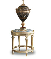 Round side table with Azul marble top and luxury gold leaf by Modenese
