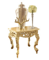 Square figured side table in complete gold leaf finishing by Modenese