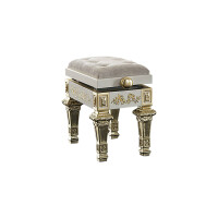 Elegant white piano stool with gold decorations  by Modenese