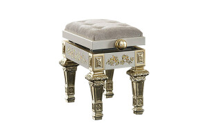 Elegant white piano stool with gold decorations  by Modenese