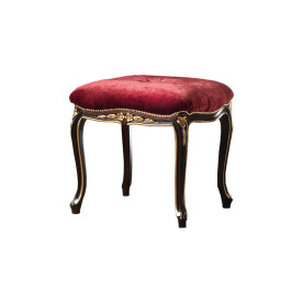 Red satin and dark walnut piano stool by Modenese Gastone Interiors