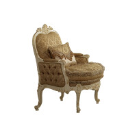 Victorian armchair in cream beige fabric with ivory finishing by Modenese