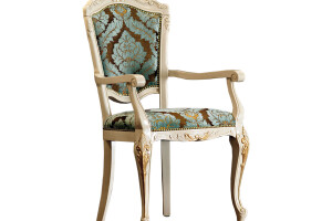 Victorian armchair in white finish and bluemarine upholstered seating by Modenese Interiors
