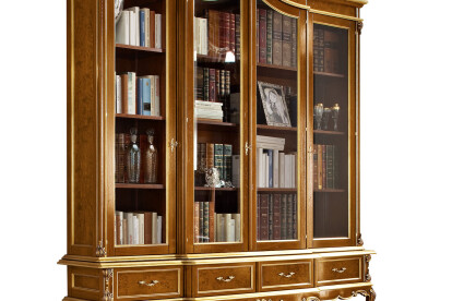 Four door bookcase with four drawers, baroque inspiration by Modenese Gastone