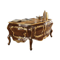 Rounded luxury classical office desk, gold leaf by Modenese Gastone