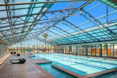 Retirement community, CA, USA, 30m span, polycarbonate Retractable Roof