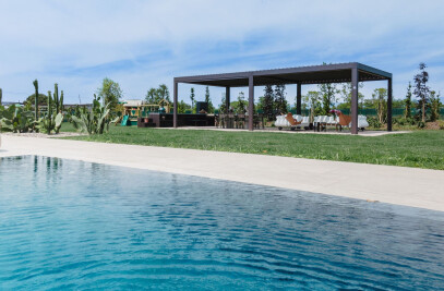 Refined poolside living area