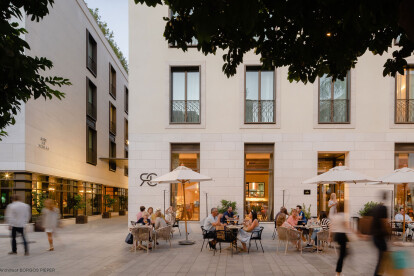 The project renovatd two adjoining buildings overlooking Plaza de la Magdalena