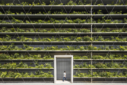 Detail: Planted Facade of Jakob Factory Ho Chi Minh
