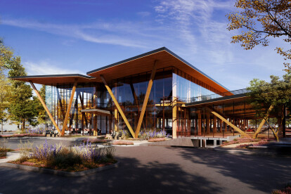 Form4 Architecture designs a mass timber office building for Stanford Research Park, California