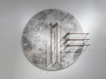 ABC09 - Decorative Wall Disc of 1600 mm diameter in Marble with holes for EQB65 towel warmer composition