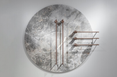 ABC09 - Decorative Wall Disc of 1600 mm diameter in Marble with holes for EQB65 towel warmer composition