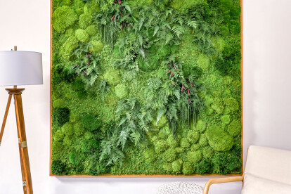 68" by 68" Framed Moss & Fern Wall Unit