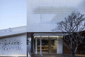 Perforated metal cladding panels for commercial exteriors