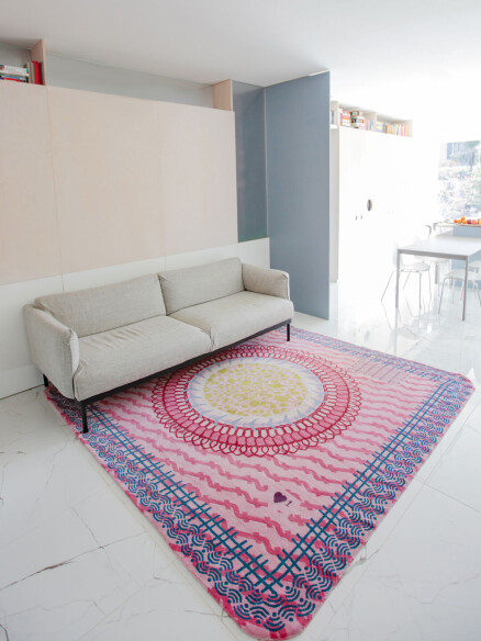 living room + custom carpet