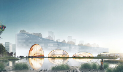 Hengqin Culture & Art Complex embraces large-scale porosity with three impressive arches