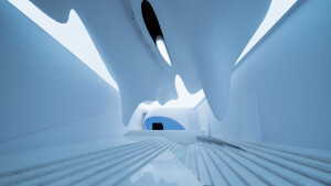 M2 Art Centre by SpActrum reveals an impressively otherworldly space based on the concept of an inverted valley