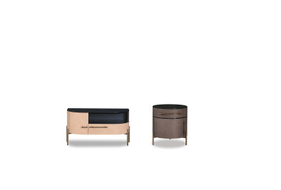 PLISSÉ - Leather tv cabinet and night table