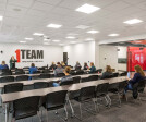 The addition’s entryway and lobby, the courtyard and adjoining breakroom, a new training room, and flexible collaboration spaces all serve in prioritizing staff experience, a primary project goal.