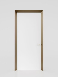 Splayed door frame for flush-to-wall swing door - Bronze finish