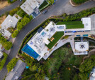 Summitridge Drive Beverly Hills modern hilltop mansion drone view