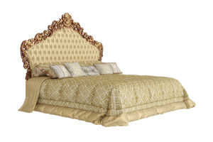 DOUBLE BED WITH CAPITONNÉ AND CARVE HEADBOARD