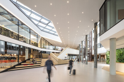 UNStudio and HPP Architekten design a daylight-filled, sustainable vertical work campus in Düsseldorf