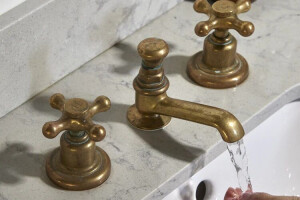 BT17 3 holes deck mounted basin tap solid brass