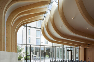 Glulam timber and stainless steel shingles define Oxford's Cohen Quad by Alison Brooks Architects