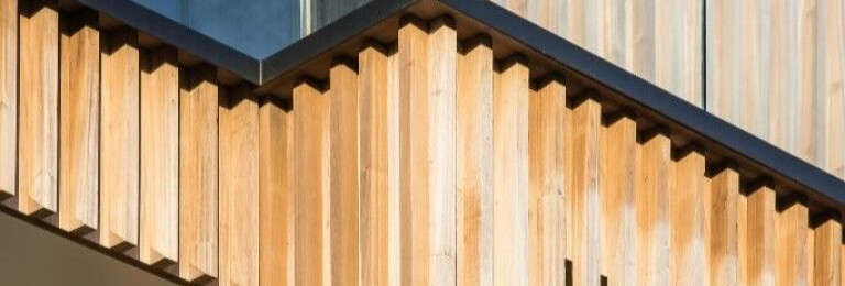 Cladding in LDCwood ThermoWood ayous, treated with fire retardant, Burnblock,  by Lemahieu Group