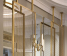 Stainless Steel and Brass LHZ-1 Woven Wire Mesh as Space Dividers in Luxury Hotel