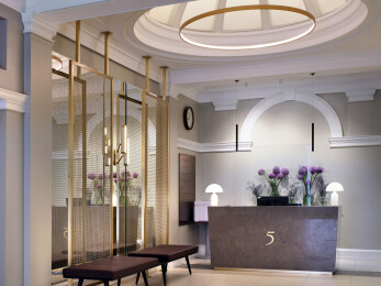 Stainless Steel and Brass LHZ-1 Woven Wire Mesh as Space Dividers in Luxury Hotel