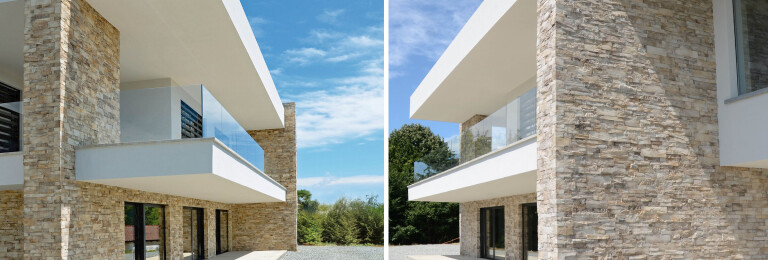 Geopietra® - P34 Creativo Model - Bianco Conchiglia (BC) colour - Castle profile