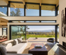 Lift-and-slide glass doors open up the living space to the outdoors.