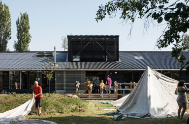Mole Architects and Invisible Studio complete sustainable, utilitarian building for Forest School Camps