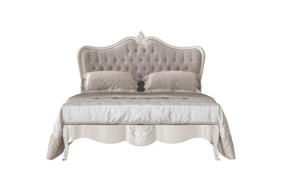 Elegant Tufted Upholstered King Bed with Decorative Headboard