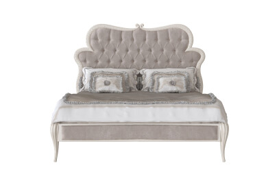 Exquisite Queen-Sized Bed with Tufted Velvet Headboard and Elegant Details