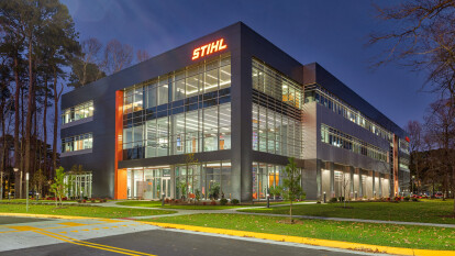 STIHL Headquarters front view at dusk