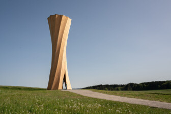 Wangen Tower is first multi-level and climbable structure to use self-shaped timber components