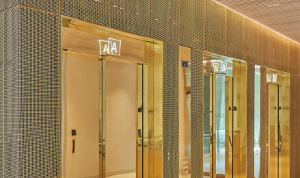 P-286 Woven Wire Mesh in bare Brass installed in the Rosenbad Building in Sweden.