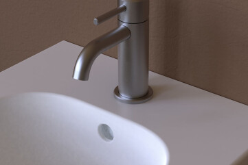 STIL elegant bathroom tap collection in brushed steel STIL elegant bathroom tap collection in brushed steel