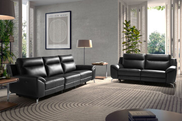6194 - 3 Seater Leather Relax Sofa Black 6194 - 3 Seater Leather Relax Sofa Black