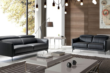 6059 - Black Leather 3-seater Sofa 6059 - Black Leather 3-seater Sofa