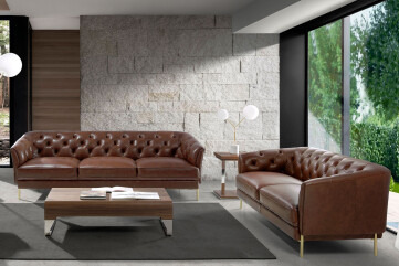 6139 - Chester 2 Seater Sofa in Cognac Brown Leather 6139 - Chester 2 Seater Sofa in Cognac Brown Leather